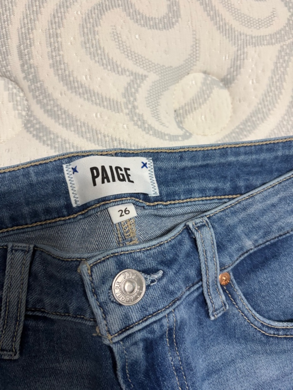 PAIGE Women's Light Blue High-Rise Denim Jeans